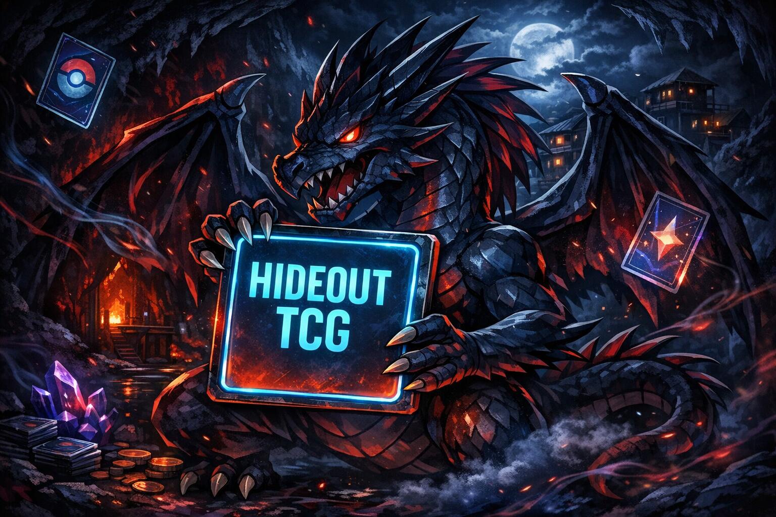 Discovery splash banner for Hideout TCG Discord server